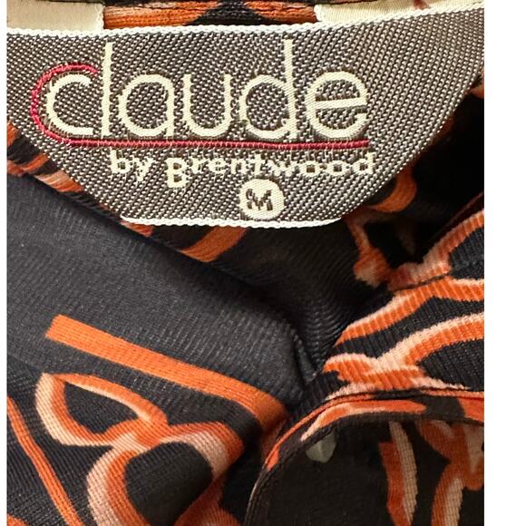 Claude by Brentwood brown orange print long sleeves shirt size M - Picture 3 of 9